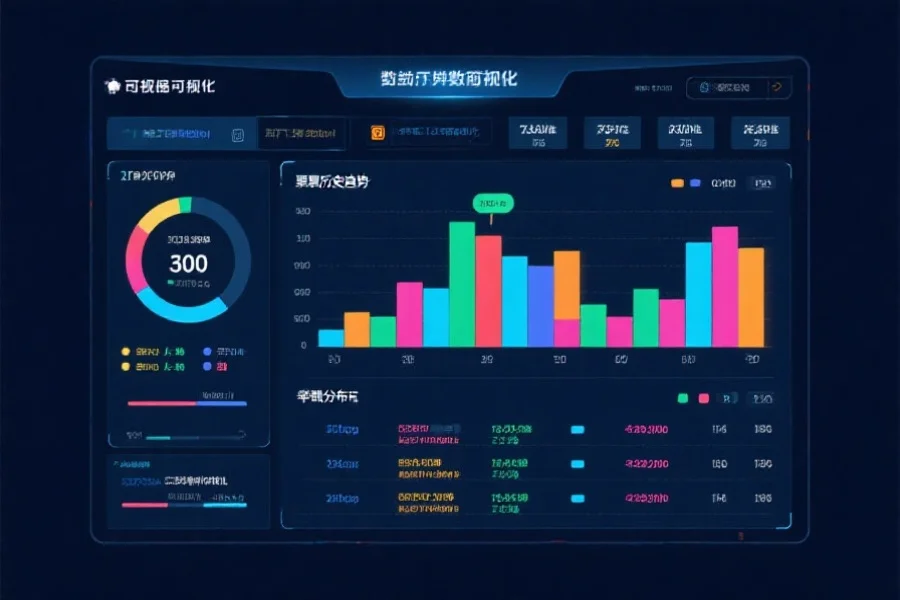 数据可视化图表，展示彩票历史趋势和概率分布，界面简洁科技，色彩鲜明